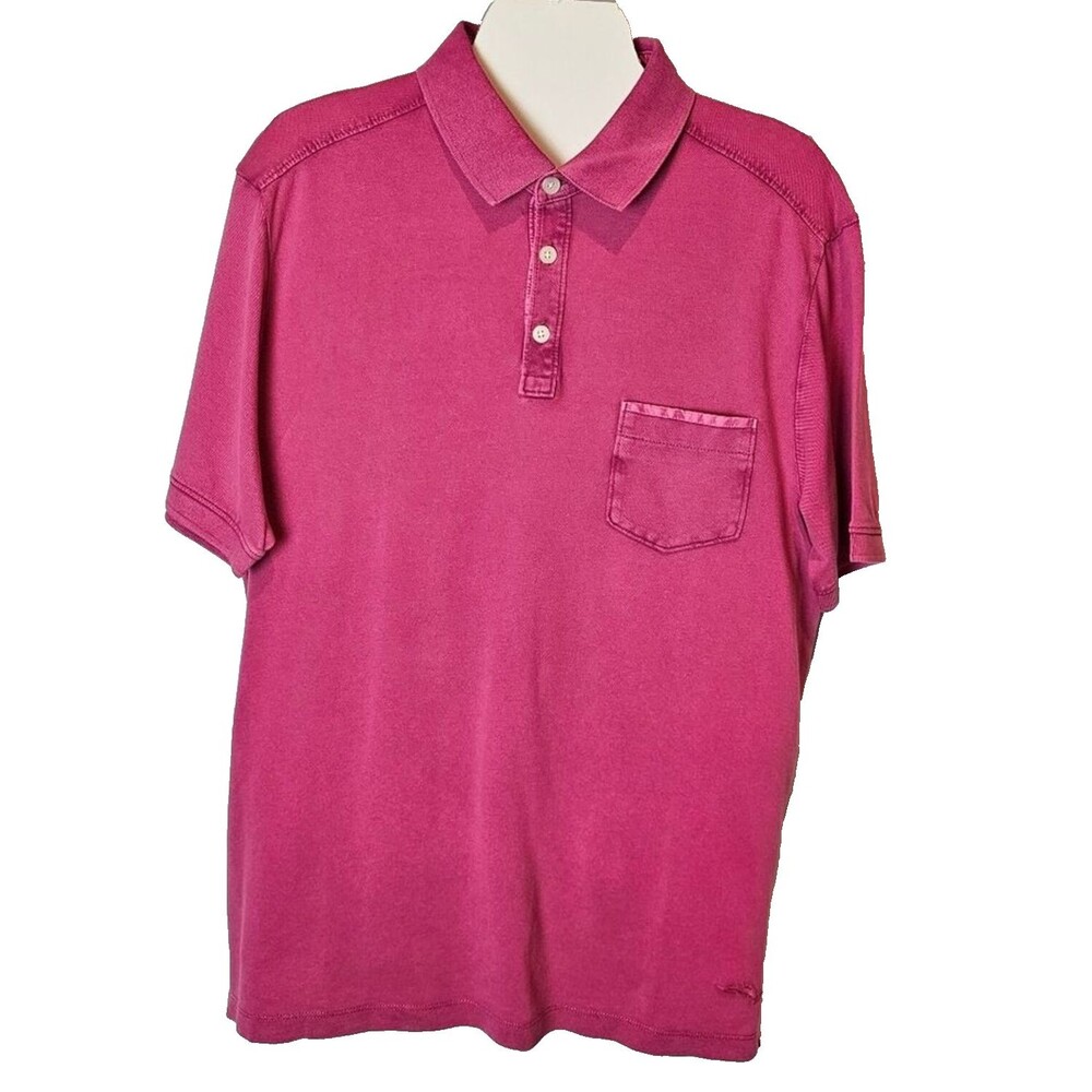 Tommy Bahama Mens Pink Polo Shirt Short Sleeves Size Medium Sunny Isles